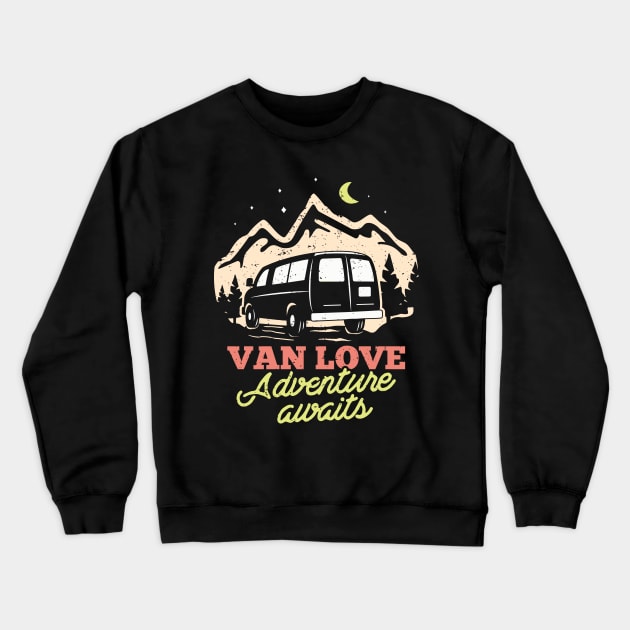 Van Love Camping Adventure Outdoor Bus Crewneck Sweatshirt by Foxxy Merch